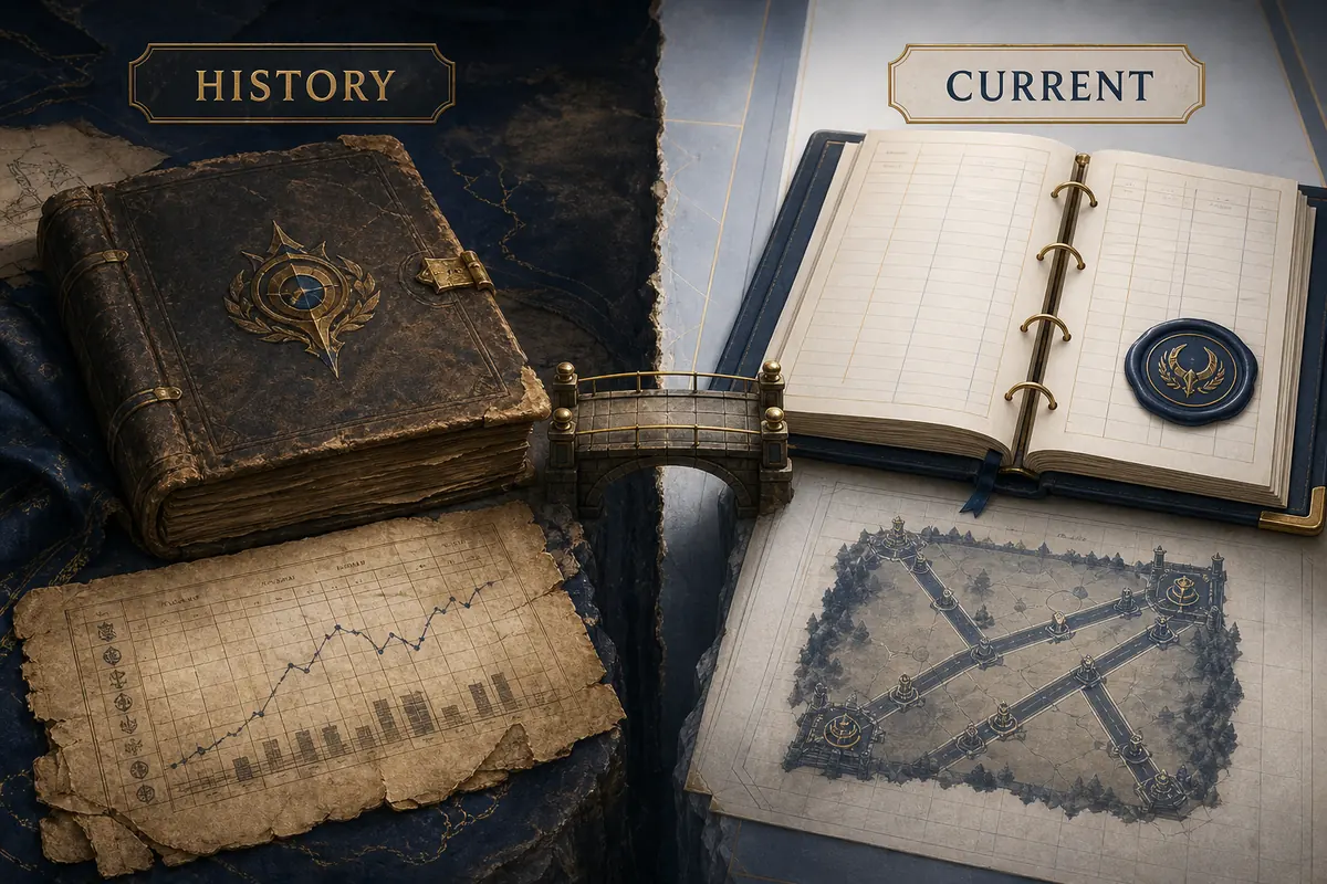 Editorial illustration separating the historical Season 3 archive from current League Classic evidence